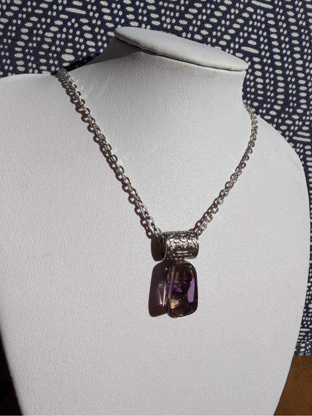 Bolivian Ametrine Silver Pendant Necklace
